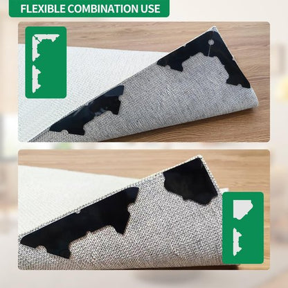 FLUOTINE 16 PCS Carpet Tape,Non Slip Carpet Pads for Area Rugs on Hardwood Floors,Laminate,Tile,LVP Floors,Reusable and Removable Rug Corner Pads with No Residue