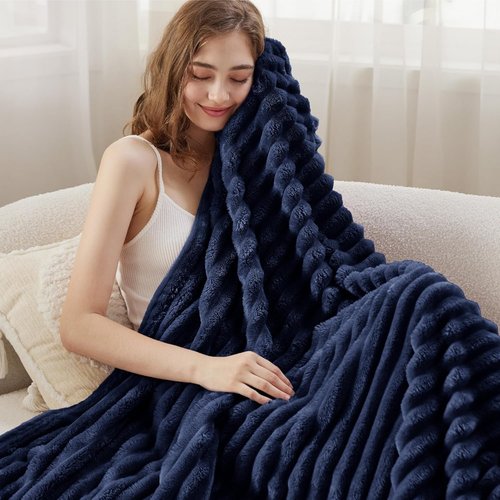 Bedsure GentleSoft Twin Blanket - Cozy Navy Blue Throw for Women | Soft, Large 66x90 Inches