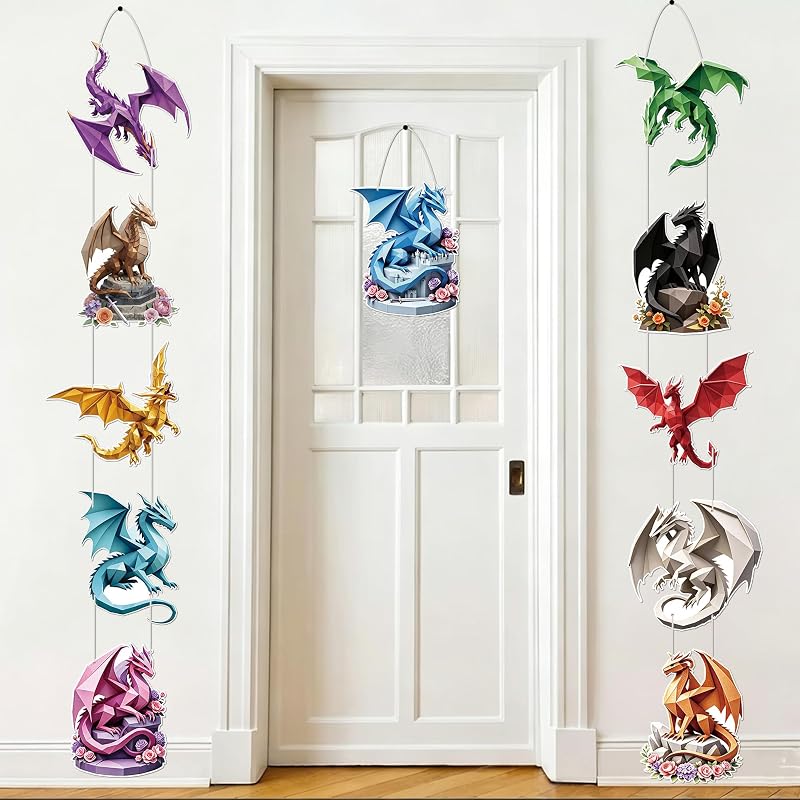 Geometric Dragon Door Sign Banner Decor - Variation: Geometric