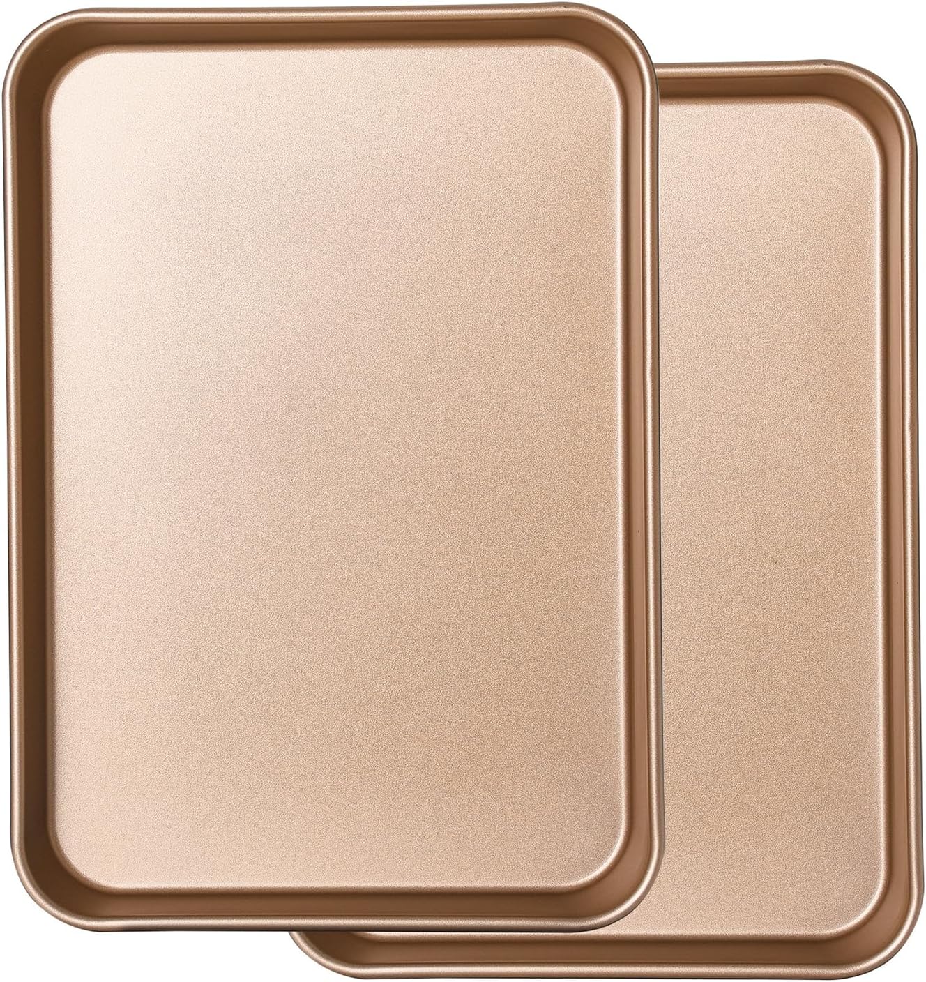 Quality Baking Sheet Set - 2 Pack Nonstick Carbon Steel Cookie Pans | 14 x 10 Inches, Warp Resistant, Gold