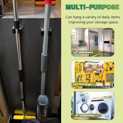 ULIBERMAGNET Magnetic Mop Broom Holder - 6 Pack Heavy Duty Wall Mounted Utility Storage Rack for Garage & Kitchen
