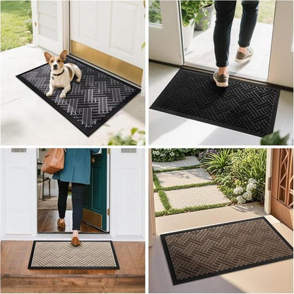 BEHERO Welcome Mat - Heavy Duty Absorbent Door Mat for Indoor/Outdoor Use | 29.5x17 Inch, Stain & Fade Resistant, Non-Slip, Black