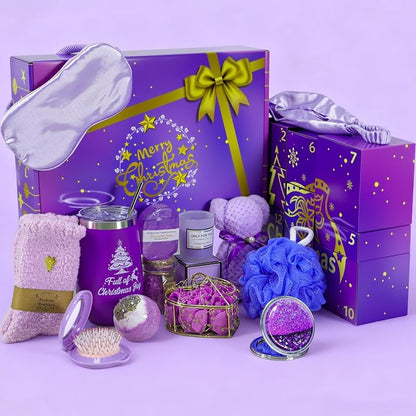 Lavender Spa Advent Calendar 2026 for Women – Purple Countdown Gift Set with Bath Accessories