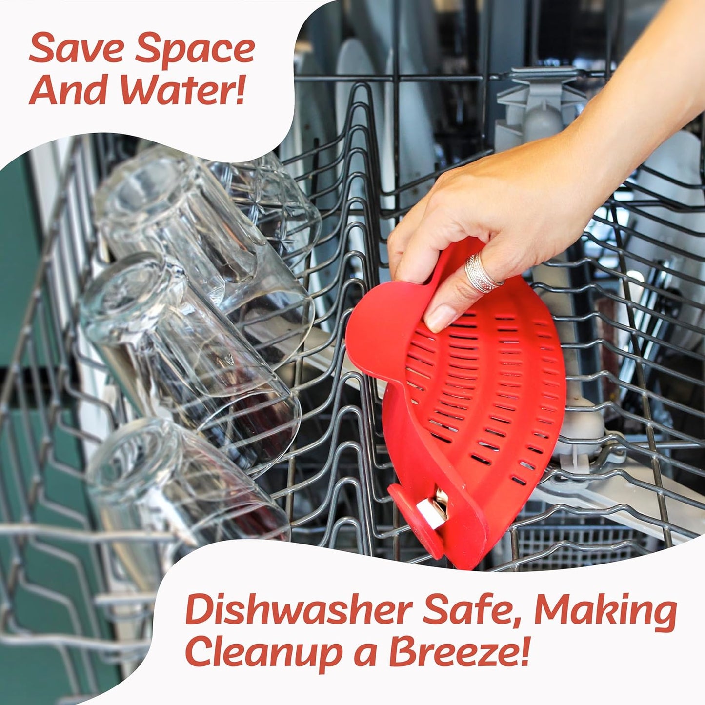 Perfect Pasta Pal Clip-On Strainer - Heat Resistant Silicone Colander for Easy Cooking | Dishwasher Safe