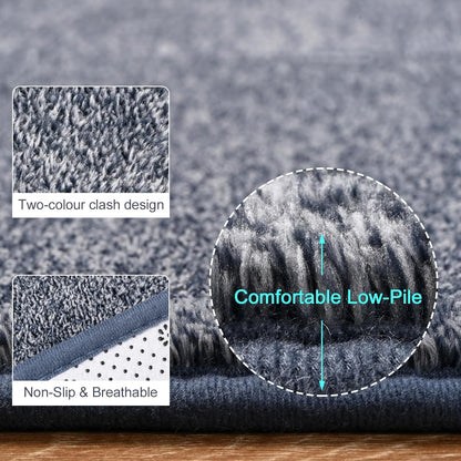 Amearea Soft Area Rug - Chic Washable 2x3 Small Throw Rug for Bedroom, Hallway & Kitchen | Blue & White Non-Slip Design