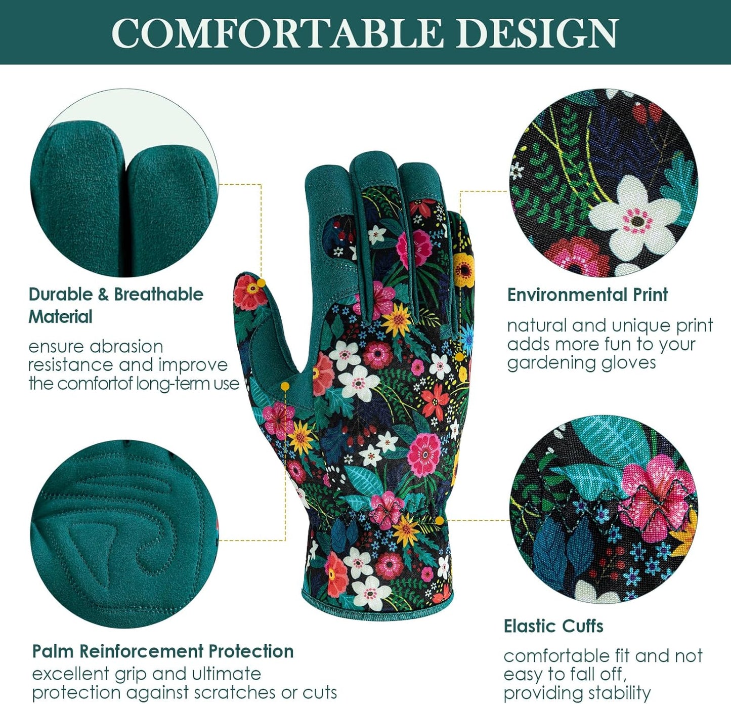 Trifabricy Gardening Gloves - Breathable Leather, Thorn-Proof & Puncture-Resistant | Women's Size
