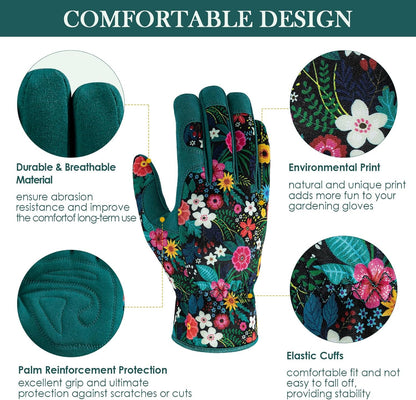 Trifabricy Gardening Gloves - Breathable Leather, Thorn-Proof & Puncture-Resistant | Women's Size
