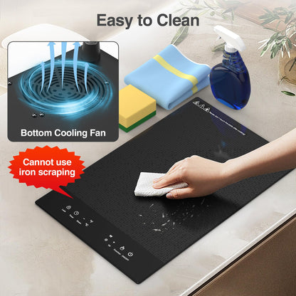 VBGK Electric Cooktop,110V Electric Stove Top,Single Burner Electric Cooktop LED Touch Control,9 Power Levels, Kids Lock &Timer,Overheat Protection,2000W Portable Induction Cooktop