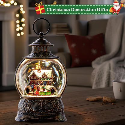 Regine Switzerland Christmas Snow Globe - Musical Water Lantern with 6-Hour Timer & USB/Battery Operated | Festive Holiday Decor