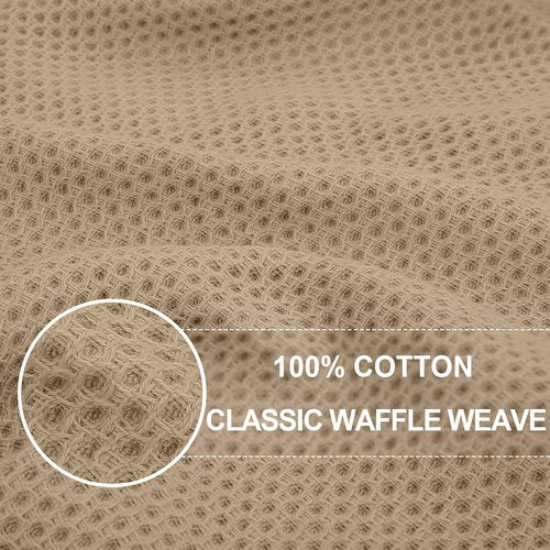 Homaxy 100% Cotton Waffle Weave Dish Towels - Ultra Soft & Absorbent, Quick Drying | 20x28 Inches, 4-Pack, Tan