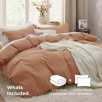 Bedsure Taupe California King Duvet Cover - Extra Soft Prewashed Cotton-Like Polyester Set, 104x98" with Zipper Closure & 2 Pillow Shams