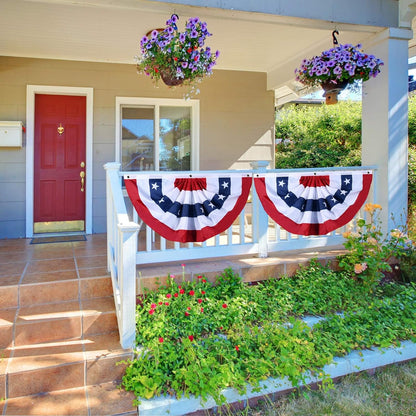 American Flag Bunting - Patriotic Pleated Fan Flag with Brass Grommets | 2x4 Feet for 4th of July Decor