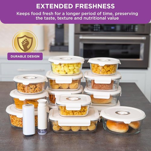 HOLDN’ STORAGE Vacuum Food Storage Containers - Set of 6 BPA-Free Glass, Leak-Proof for Freshness & Meal Prep