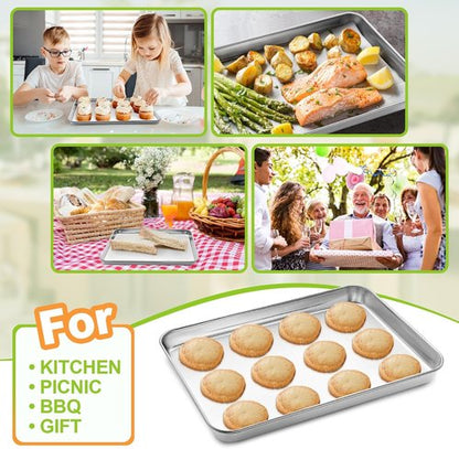 CEKEE Stainless Steel Baking Sheets - Heavy Duty & Easy Clean 2-Piece Set | 12.59 x 9.84 x 1 Inch