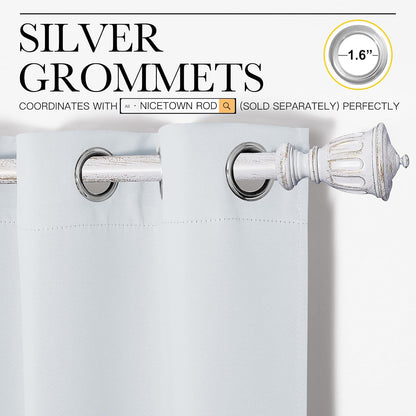 NICETOWN Room Darkening Curtains - Thermal Insulated Grommet Drapes for Bedroom | Greyish White, 2 Panels, 42x68