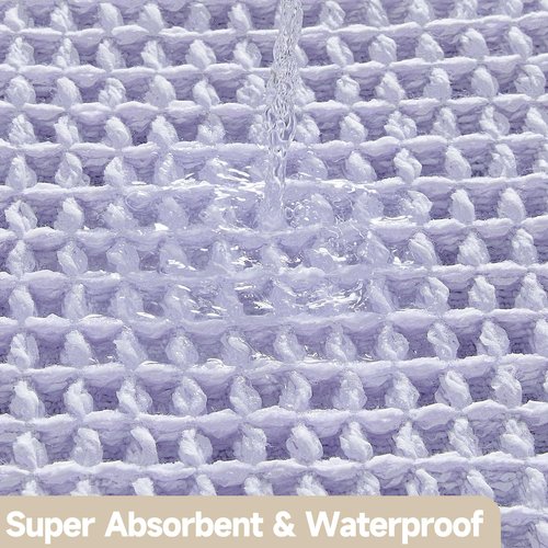 TYUU Waffle Runner Rug Bathroom, Boho Bathroom Rugs Non Slip Washable Long Super Absorbent Quick Dry Cute Bath Mat Farmhouse Bath Mat, 72''x24'' Lavender Cream