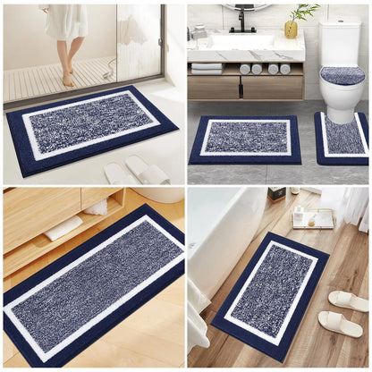Pauwer Bathroom Rugs Sets 5 Piece with Lid Cover Bathroom Shower Rugs with U-Shaped Contour Toilet Mat Absorbent Microfiber Plush Bath Mats Non Slip Bath Rugs Machine Washable Bathroom Floor Mats