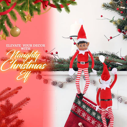 Skiennix Christmas Elf Behaving Badly Plush Toy - Naughty Bendy Doll | 12 Inches (Brown)