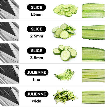 Supernal 5-in-1 Adjustable Mandoline Slicer - Durable Stainless Steel Vegetable Cutter with Cut-Resistant Gloves | Ideal for Potatoes, Tomatoes, Carrots, Onions & More