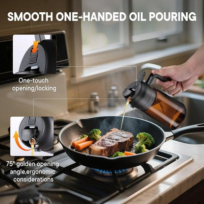 LAKUMIQI Olive Oil Sprayer - 2-in-1 Glass Dispenser & Mister, 16oz, Non-Aerosol, Leak-Resistant for Cooking & BBQ