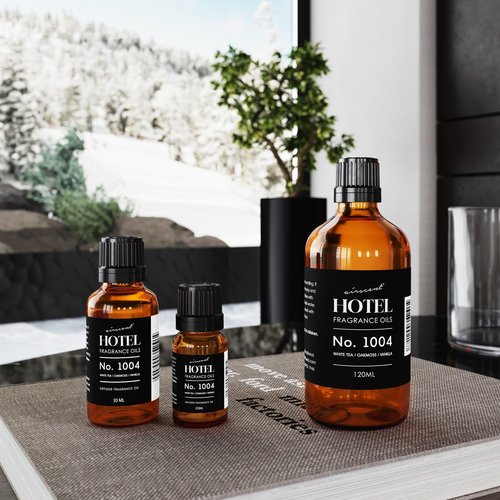 AirScent Hotel Diffuser Oil No. 1004 - White Tea, Oakmoss and Vanilla - Premium Fragrance Oil for Ultrasonic and Waterless Diffusers and Crafting - 10 mL, .34 fl oz Glass Dropper Bottle