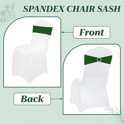 MDS Spandex Chair Sashes - Universal Fit Elastic Stretch Bands with Buckle Slider Bow | 125 Pack - Green