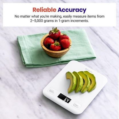 Etekcity Digital Food Kitchen Scale - Accurate Grams & Ounces Measurement for Baking & Meal Prep | Medium White