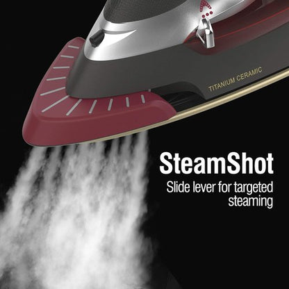CHI 2-in-1 Steam Iron & Vertical Garment Steamer - Targeted SteamShot, Titanium Soleplate, 1200W, 10' Cord