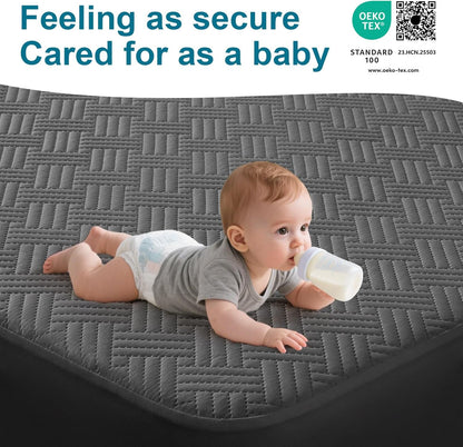 Skiennix Waterproof Mattress Protector | Twin Size, Breathable & Noiseless Ultra-Soft Cover (Gray)