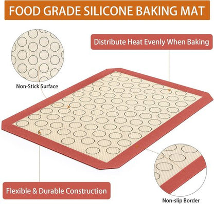 Deedro Baking Sheet Set - Stainless Steel Cookie Sheets with Silicone Mats | 4-Piece Set, 10 x 8 x 1 Inch, Non-Toxic, Heavy Duty, Easy Clean