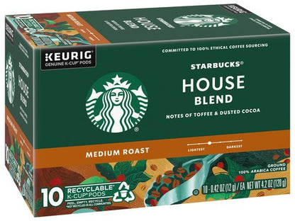 Starbucks House Blend Coffee K-Cup Pods, Medium Roast Arabica Coffee, 10 Count (Pack of 2 Boxes)