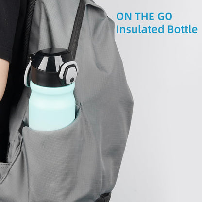 Skiennix Insulated Water Bottle - 18 oz Stainless Steel Flask with Straw & Carry Loop - Leak-Proof, Gum