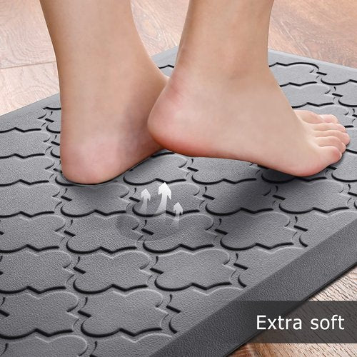 Kitchen Mat [2 PCS] Cushioned Anti-Fatigue Floor Mat, Waterproof Non-Skid Kitchen Mats and Rugs, Ergonomic Comfort Foam Kitchen Rugs, Standing Mat for Floor,Office, Sink(Grey,17.3"x28"+17.3"x60")