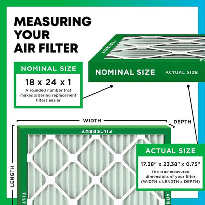 Filterbuy 18x24x1 Air Filter - MERV 11 Pet & Allergy Defense | 6-Pack Electrostatic Pleated HVAC Filters