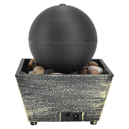 USB Tabletop Ball Water Fountain with LED Light - Indoor Desk Decor