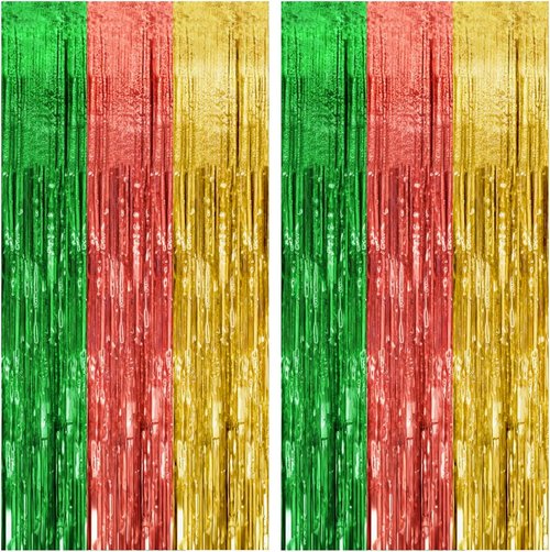Hawaii Backdrop Party Decorations - 2 Pack Tinsel Curtain for Vibrant Summer Celebrations | Photo Booth Decor
