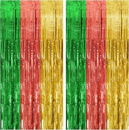 Hawaii Backdrop Party Decorations - 2 Pack Tinsel Curtain for Vibrant Summer Celebrations | Photo Booth Decor