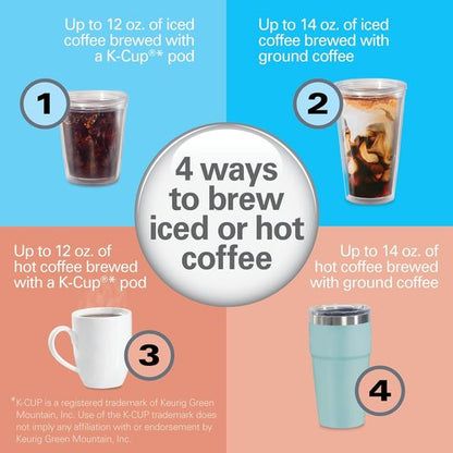 Hamilton Beach FlexBrew Coffee Maker - 4-in-1 Single Serve for Hot & Iced Coffee, 45 oz Reservoir, Black