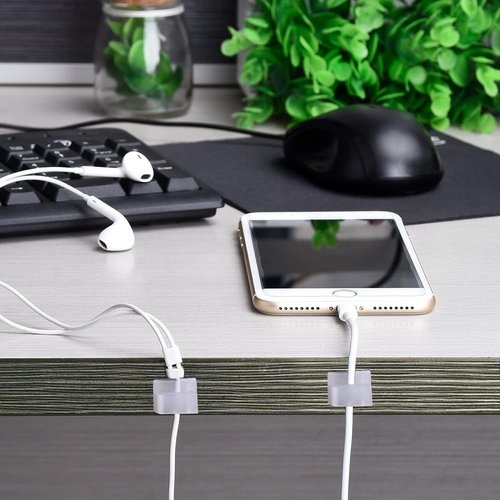 Hicarer 100 Pcs Adhesive Cable Clips - Wire Management Holders for Home & Office | Small, White