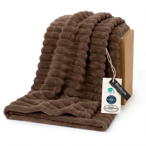 Bedsure GentleSoft Brown Fleece Blanket for Couch - Cozy Soft Blankets for Women, Cute Small Throws for Girls, 50x60 Inches