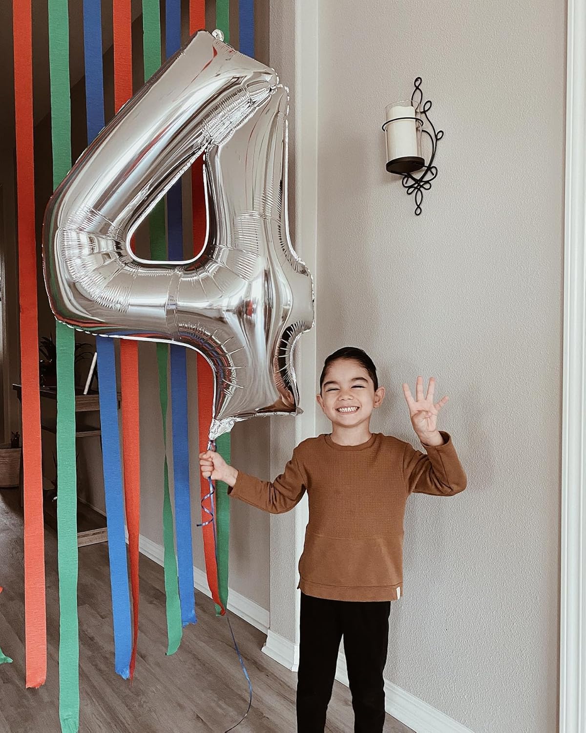 Number 4 Balloon - 40 Inch Silver Foil Balloon | Perfect for 4th Birthday Party Decorations