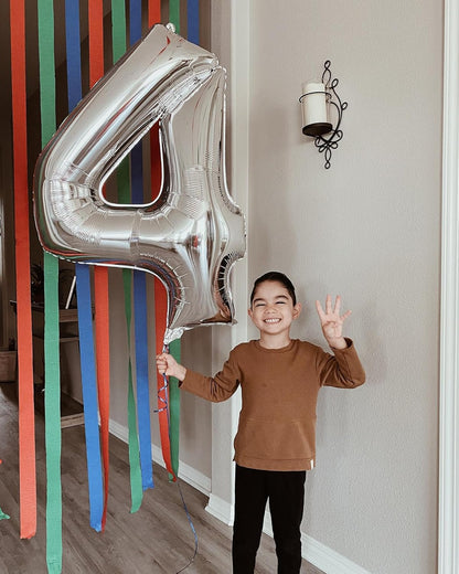 Number 4 Balloon - 40 Inch Silver Foil Balloon | Perfect for 4th Birthday Party Decorations