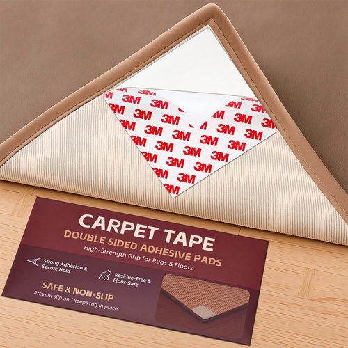 12PC Heavy Duty Carpet Tape by [Brand Name] - Double-Sided Non-Slip Adhesive for Hardwood Floors