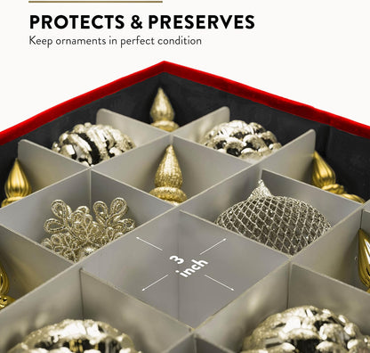 Premium Christmas Bauble Storage Box - 128 Compartment Ornament Organizer | Tear-Proof 600D Oxford Fabric