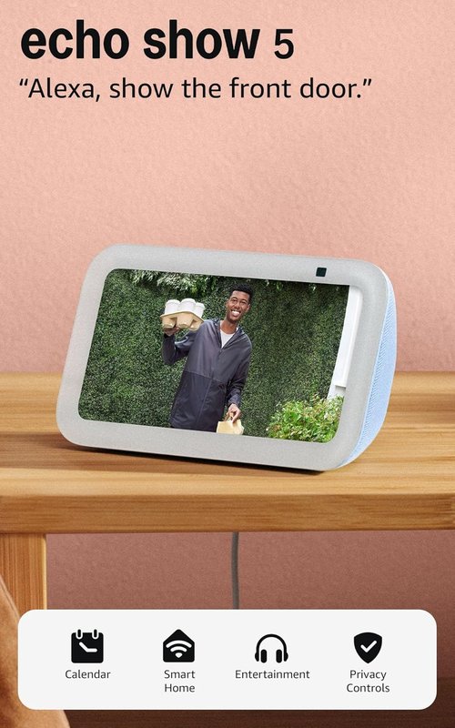 Amazon Echo Show 5 - Smart Display with Alexa - Enhanced Bass & Clarity - Glacier White