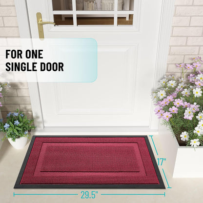 OLANLY Waterproof Front Door Mat - All-Season Indoor/Outdoor Doormat, Easy Clean, 35x23, Burgundy