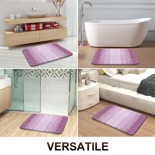 OLANLY Bathroom Runner Rugs 47x20, Extra Soft Absorbent Microfiber Bath Rugs, Rubber Backing, Quick Dry, Washable Bath Mats for Bathroom Floor, Tub and Shower, Home Decor Accessories, Pinkish-Purple