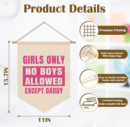 Girls Room Wall Art Decor Pennant Banner - Cute Pink Pennant Flag for Kids Room Variation: Art Cute Girl Only Linen-13