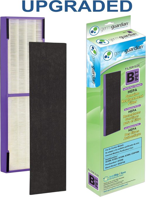 GermGuardian HEPA Replacement Filter B - Removes 99.97% of Pollutants | 4-Pack, Black/Purple