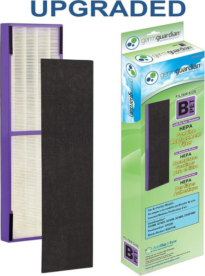GermGuardian HEPA Replacement Filter B - Removes 99.97% of Pollutants | 4-Pack, Black/Purple